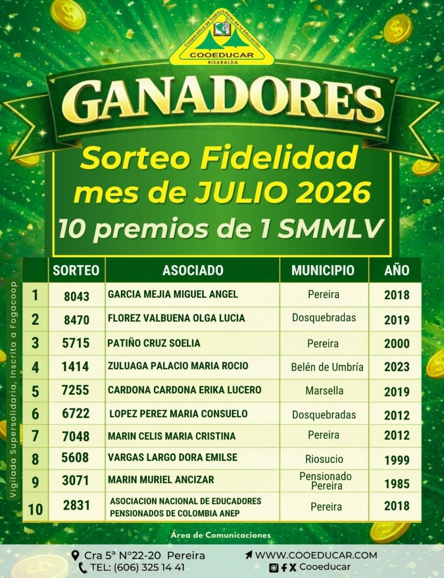 ganadores julio